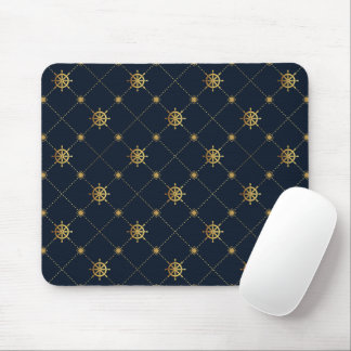 Gold Ship Wheel Mouse Mat
