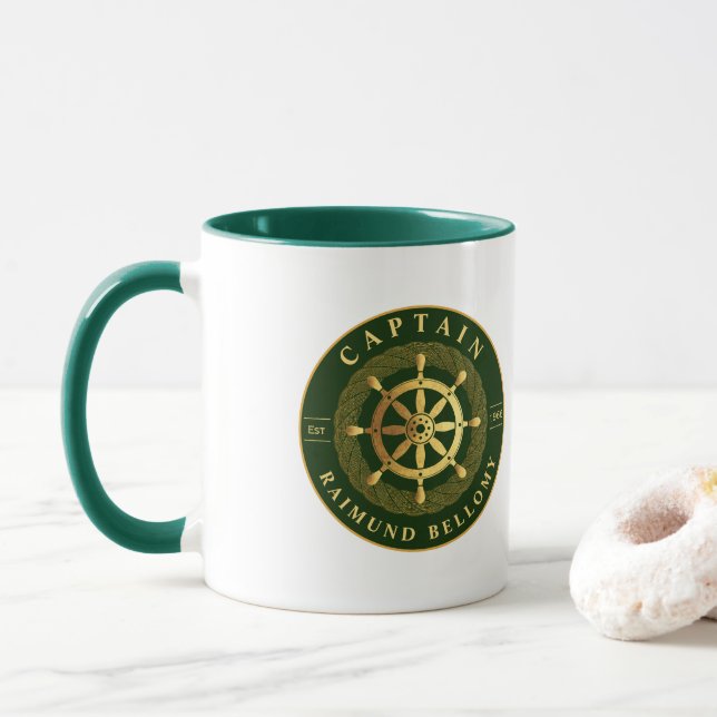 Gold Ship Wheel Mug (With Donut)