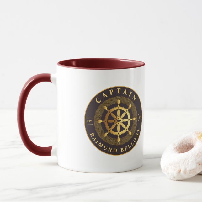 Gold Ship Wheel Mug (With Donut)
