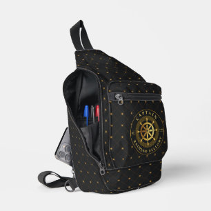 Gold Ship Wheel Sling Bag