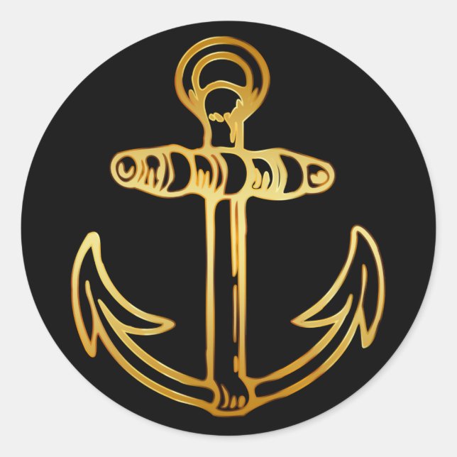 GOLD SHIPS ANCHOR CLASSIC ROUND STICKER (Front)