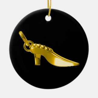 Gold shoe ceramic tree decoration