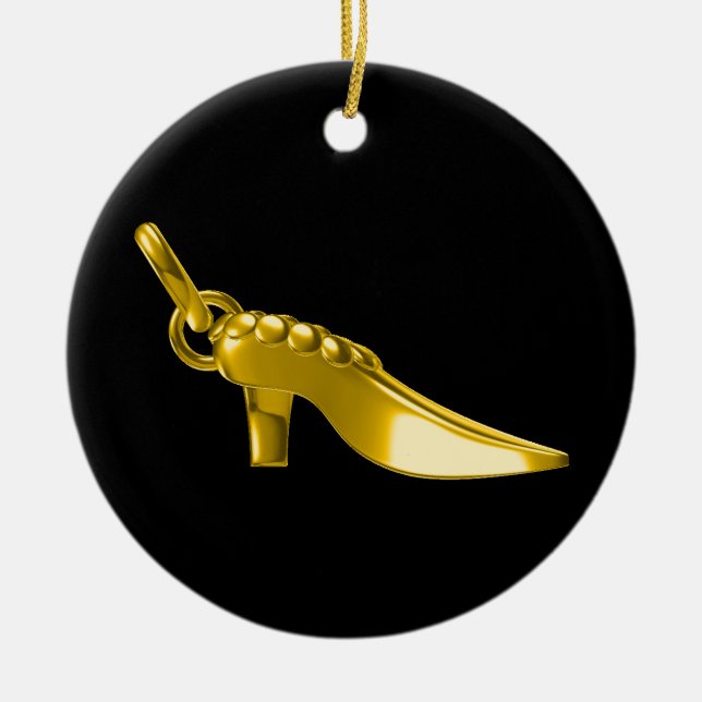 Gold shoe ceramic tree decoration (Front)
