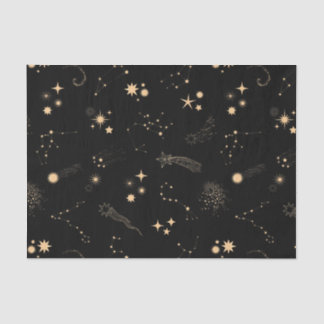Gold shooting stars comets planets sky night tissue paper