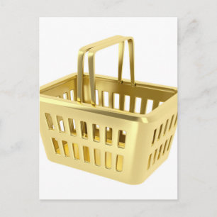 Gold shopping basket postcard