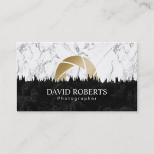Gold Shutter Modern Marble Photography Business Card