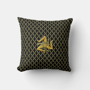 Gold Sicilian Trinacria Your Background Color Cushion