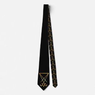 Gold Sigil of Lucifer occult religion symbol Tie