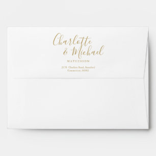 Gold Signature Name Address Hearts Confetti Envelope