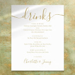 Gold Signature Script Drinks Menu Sign<br><div class="desc">This elegant gold script minimalist drinks menu sign is perfect for your wedding celebration. Designed by Thisisnotme©</div>