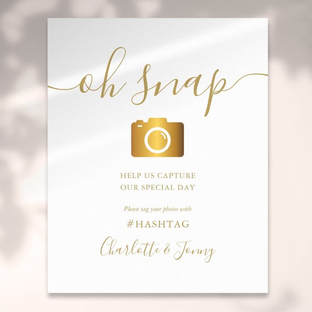 Gold Signature Script Oh Snap Sign (Gold Signature Script Wedding Oh Snap Sign)