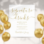 Gold Signature Script Signature Drinks Sign<br><div class="desc">This elegant minimalist gold signature drinks sign is perfect for your wedding celebration. Designed by Thisisnotme©</div>