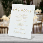 Gold Signature Script Wedding Bar Menu Pedestal Sign<br><div class="desc">This elegant gold script minimalist bar menu sign is perfect for all celebrations. Designed by Thisisnotme©</div>