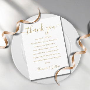Gold Signature Script Wedding Thank You Place Card