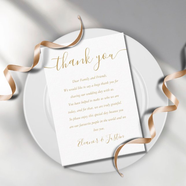 Gold Signature Script Wedding Thank You Place Card (Creator Uploaded)