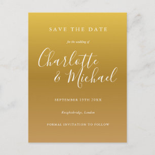 Gold Signature Wedding Save the Date Card