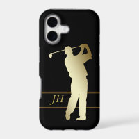 Gold Silhouette Golfer Monogram