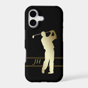 Gold Silhouette Golfer Monogram