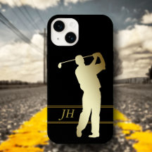 Gold Silhouette Golfer Monogram