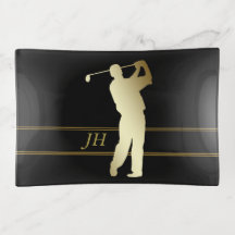 Gold Silhouette Golfer Personalised