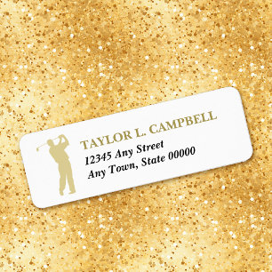 Gold Silhouette Golfer Return Address Label