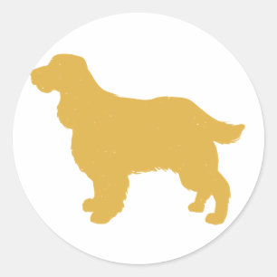 Gold silhouette of Cocker - Choose back colour Classic Round Sticker