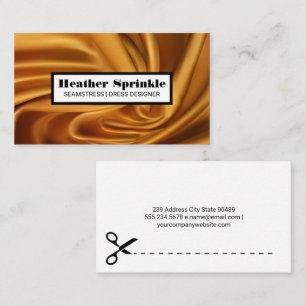 Gold Silk Fabric Seamstress Tailor Business Card