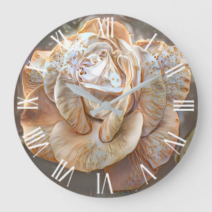 Gold Silk Modern Unique Rose Art Dream Large Clock