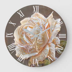 Gold Silk Unique Rose Art Dream Large Clock