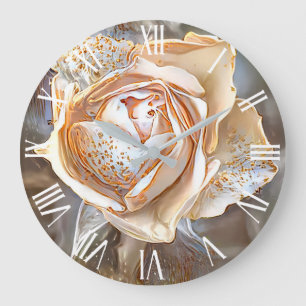 Gold Silk Unique Rose Art Dream Large Clock