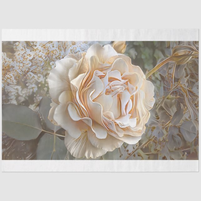 Gold Silk Unique Rose Art Dream Tissue Paper (Front)