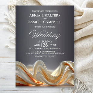 Gold Silk Wedding  Invitation