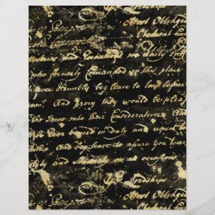 Gold Silver 2 Side Old Handwriting Black Scrapbook