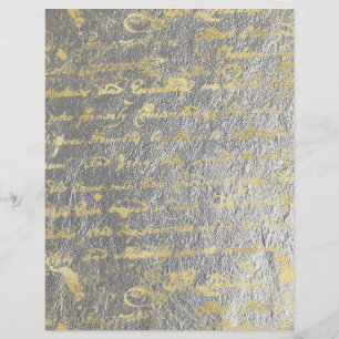 Gold Silver 2 Sided Old Handwriting Scrapbook