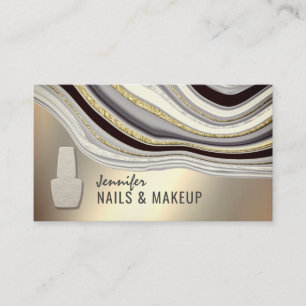 Gold silver agate geode chic metallic  nail business card