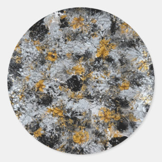 Gold, silver and black - handmade artwork classic round sticker