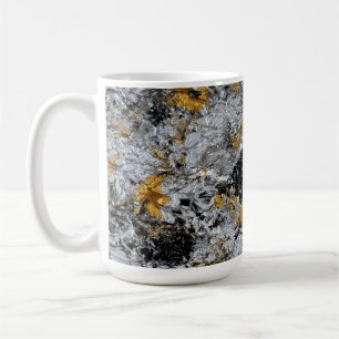 Gold, silver and black - handmade artwork coffee mug