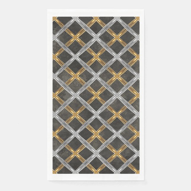 Gold, Silver, and Black Laced Pattern Napkin (Front)