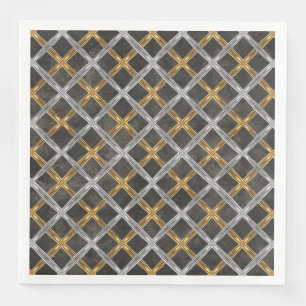 Gold, Silver, and Black Laced Pattern Napkin