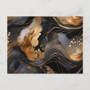 Gold Silver and Copper On Black Postcard