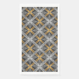 Gold, Silver, and Grey Laced Diamonds Pattern Napkin