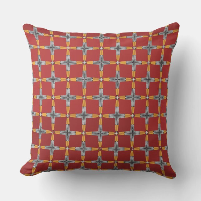 Gold Silver and Red Brown  Cushion (Front)