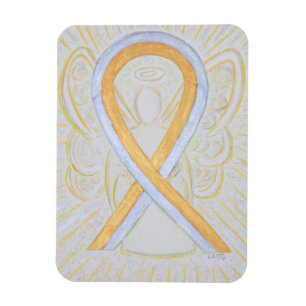 Gold & Silver Awareness Ribbon Angel Art Magnets