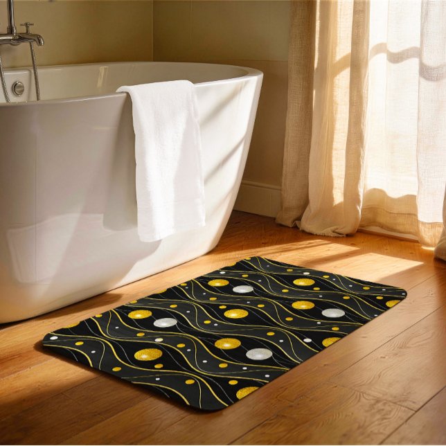 Gold Silver Black Art Deco Pattern Bath Mat (Creator Uploaded)