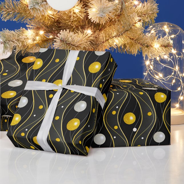 Gold Silver Black Art Deco Pattern Wrapping Paper (Holidays)