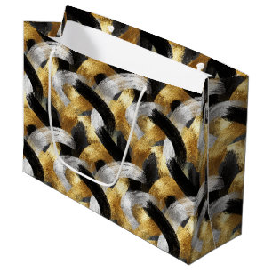 Gold Silver Black Christmas Celebration Large Gift Bag