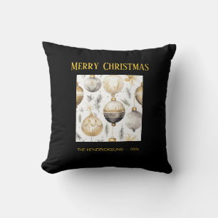 Gold Silver Black Christmas Ornaments  Cushion