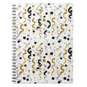 Gold Silver Black Confetti Notebook