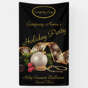 Gold, Silver, Black Corporate Holiday Party Banner