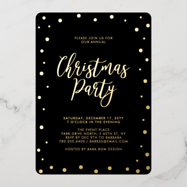 Gold Silver & Black Modern Christmas Holiday Party (Front)